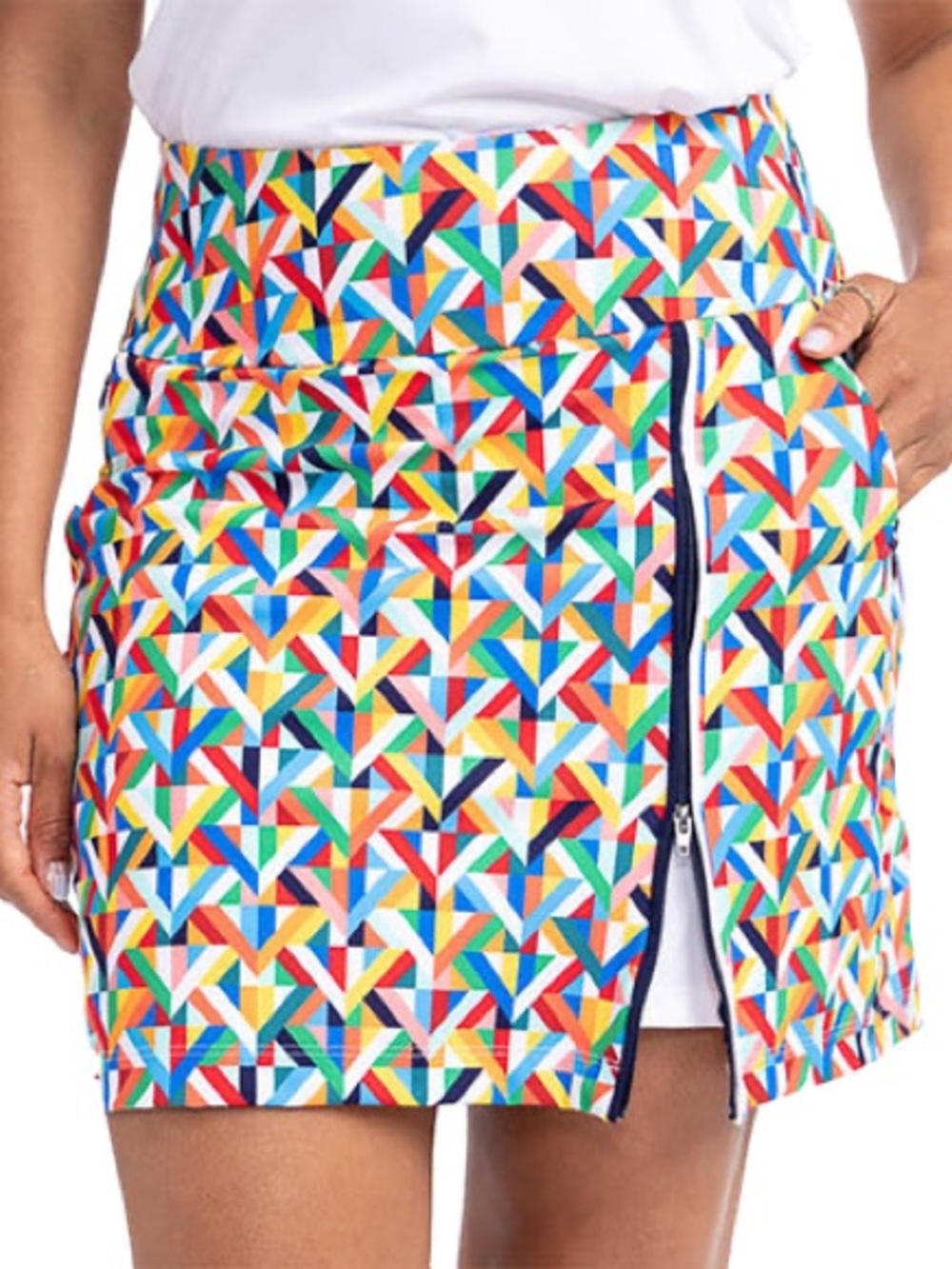 Kinona Multicolor Geometric Print A-Line Skirt